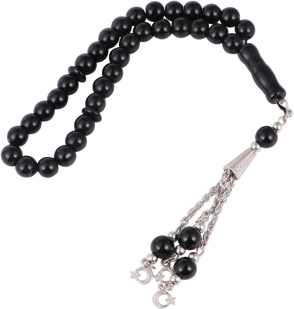 Healifty Muslim Prayer Beads 33 Exotic Glass Tasbih Bracelets Meditation Rosary Jewelry for Islamic Women Men Black