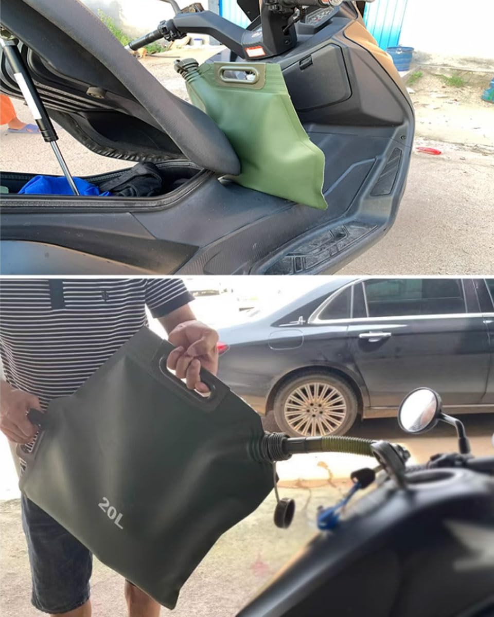 Flexibler Benzinkanister mit eingebautem Ausgießer tragbarer Kunststoff-Kraftstofftank Faltbarer Auto-Motorrad-Dirt-Bike-Notfall-Kraftstoffbeutel aus TPU (Size:30L)