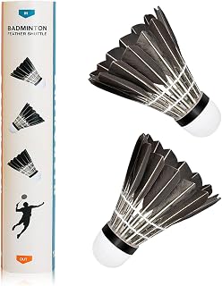 WHiZZ - Balones de bádminton para lanzaderas duraderas de plumas de ganso para juegos recreativos, 12 unidades, color negro