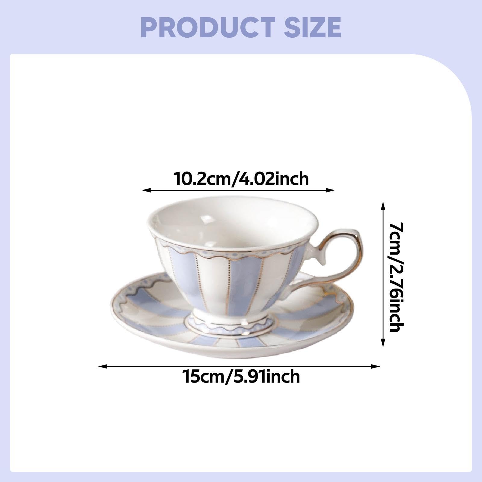 Amazon | ティーカップ ソーサーセット 180ml 青 陶器 高温焼成