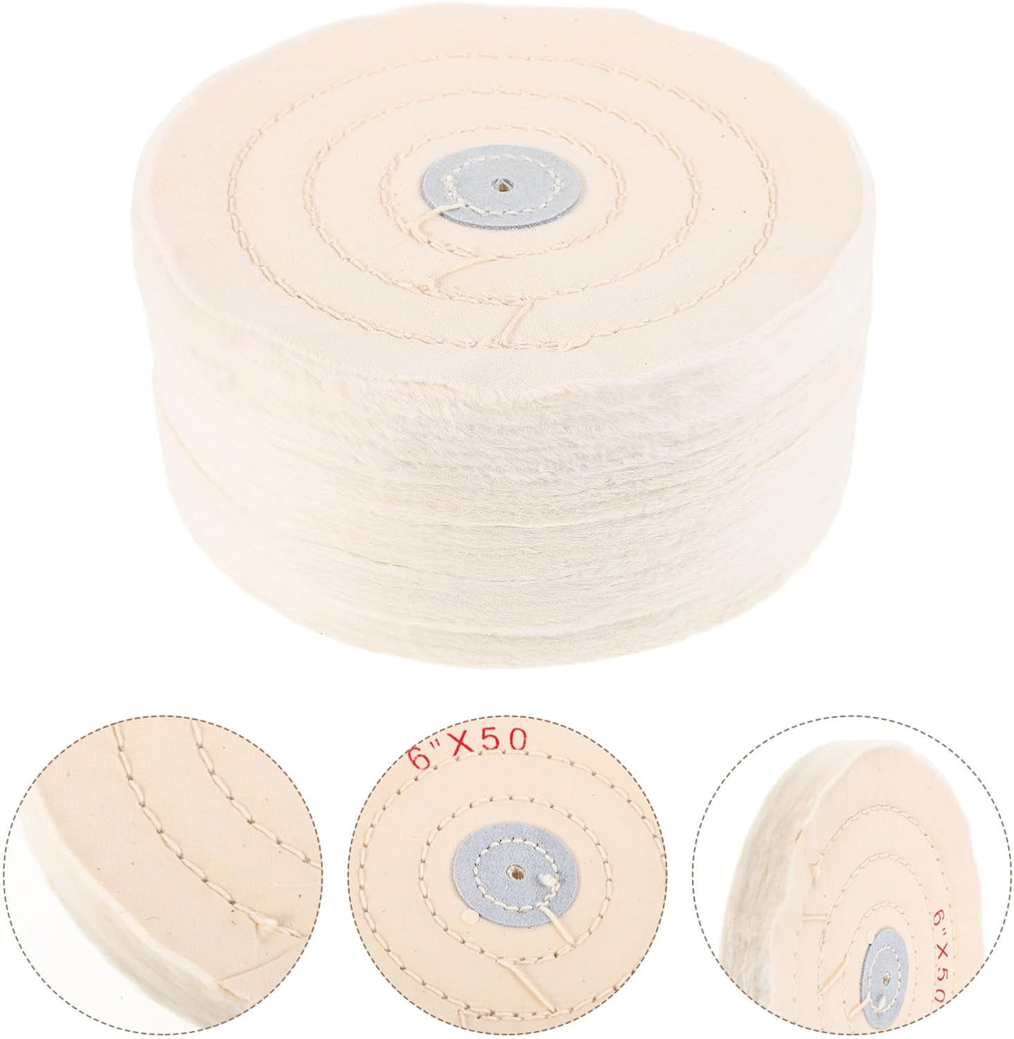 TEHAUX 5pcs Cotton Buffing Wheels for Polishing and Waxing for Metal Mirror Finish and Wood Carving Grinding Tools for Household and Professional Use