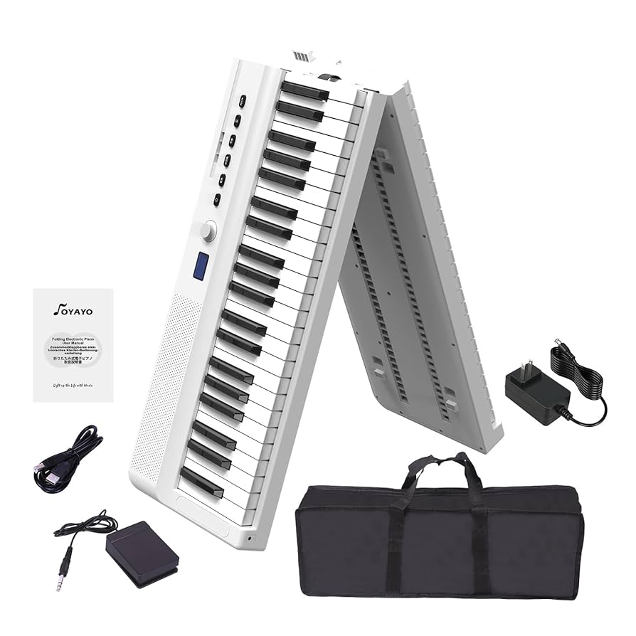 Longeye88鍵盤 折りたたみ式ホワイトUSB接続キーボード充電式ペダル付き Longeye88鍵盤 折りたたみ式ホワイトUSB接続キーボード充電式