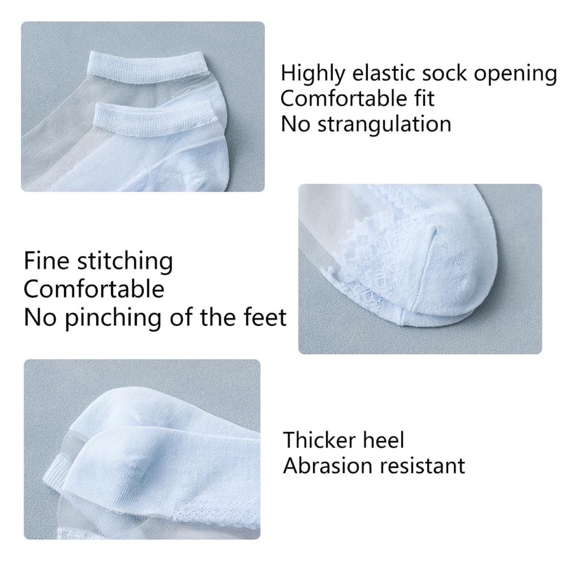 6 Paires De Chaussettes Transparentes Transparentes Pour Femmes, Chaussettes En Maille Ultrafines, Chaussettes Antidérapantes Pour Les Chevilles, Chaussettes Cristal Ultrafines