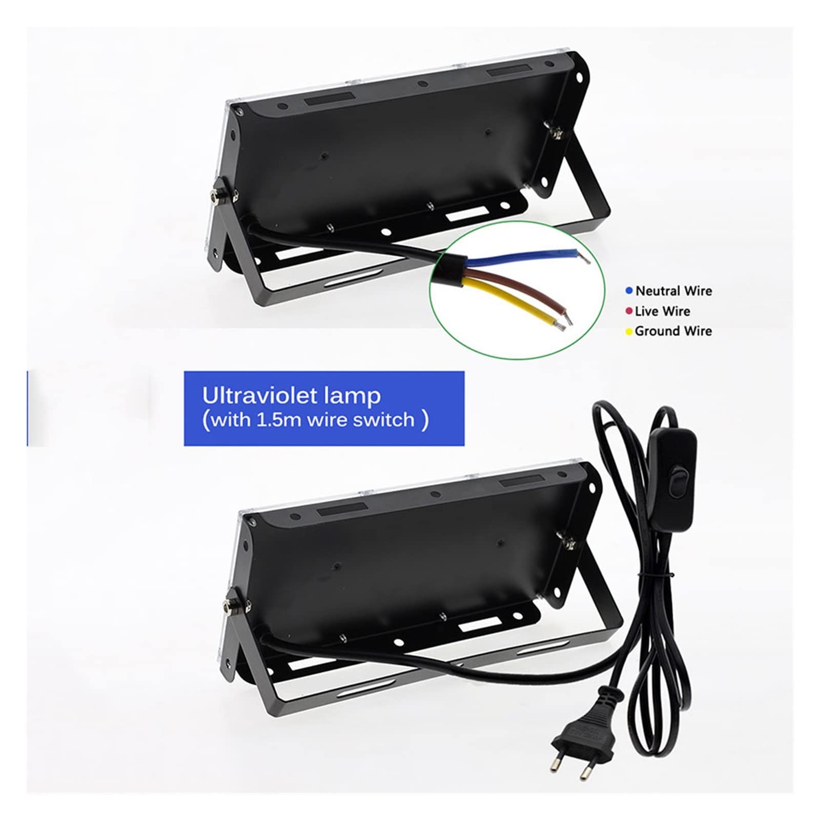 100W 200W 300W LED UV-Schwarzlicht, Schwarzlicht-Flutlicht mit Stecker, IP66 Wasserdichtes Schwarz-Flutlicht Neon Glow for Party,Unübertroffene Lumineszenz(With Plug,200W)