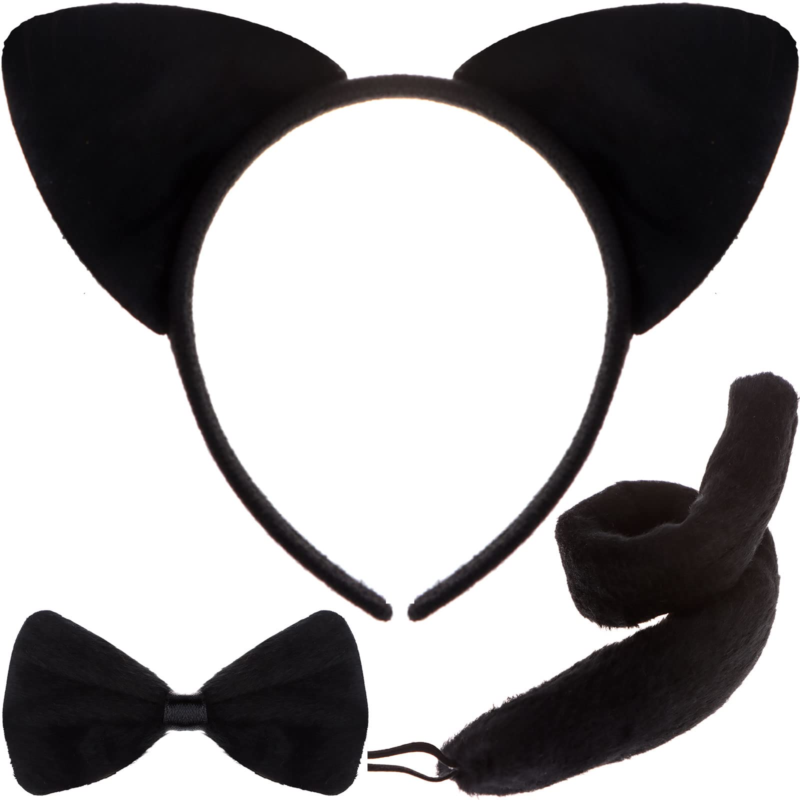 Bofeiya Frog Costume Set Animal Fancy Dress Costume Kit Frog Ear Headband Bow Tie Tail for Girls Halloween Cosplay Party Dress Up (Black cat)