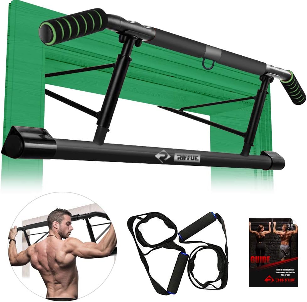 Chriffer Pull Up Bar for Doorway with Mount Hook No Screw Chin Up, Strength Training Upper Body Workout Bar with Ebook