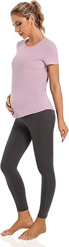 Miniatura 5 de Foucome Leggings de maternidad para mujer con bolsillos sobre el vientre, leggings de entrenamiento para yoga, pantalones de trabajo activo