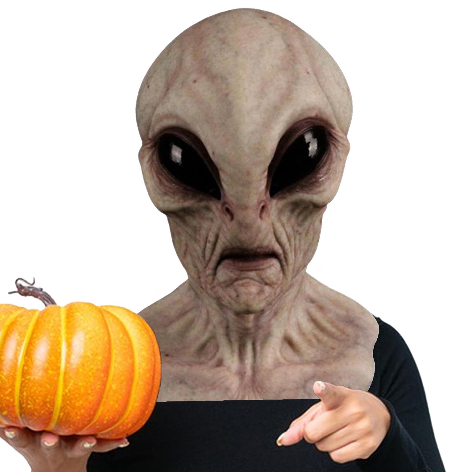 Máscara Alienígena, Máscara Facial Alienígena de Látex de Simulación de Halloween, Máscara de Halloween con Calavera de Vapor, Máscaras Realistas Alien Cabeza Completa para el Carnaval de Halloween