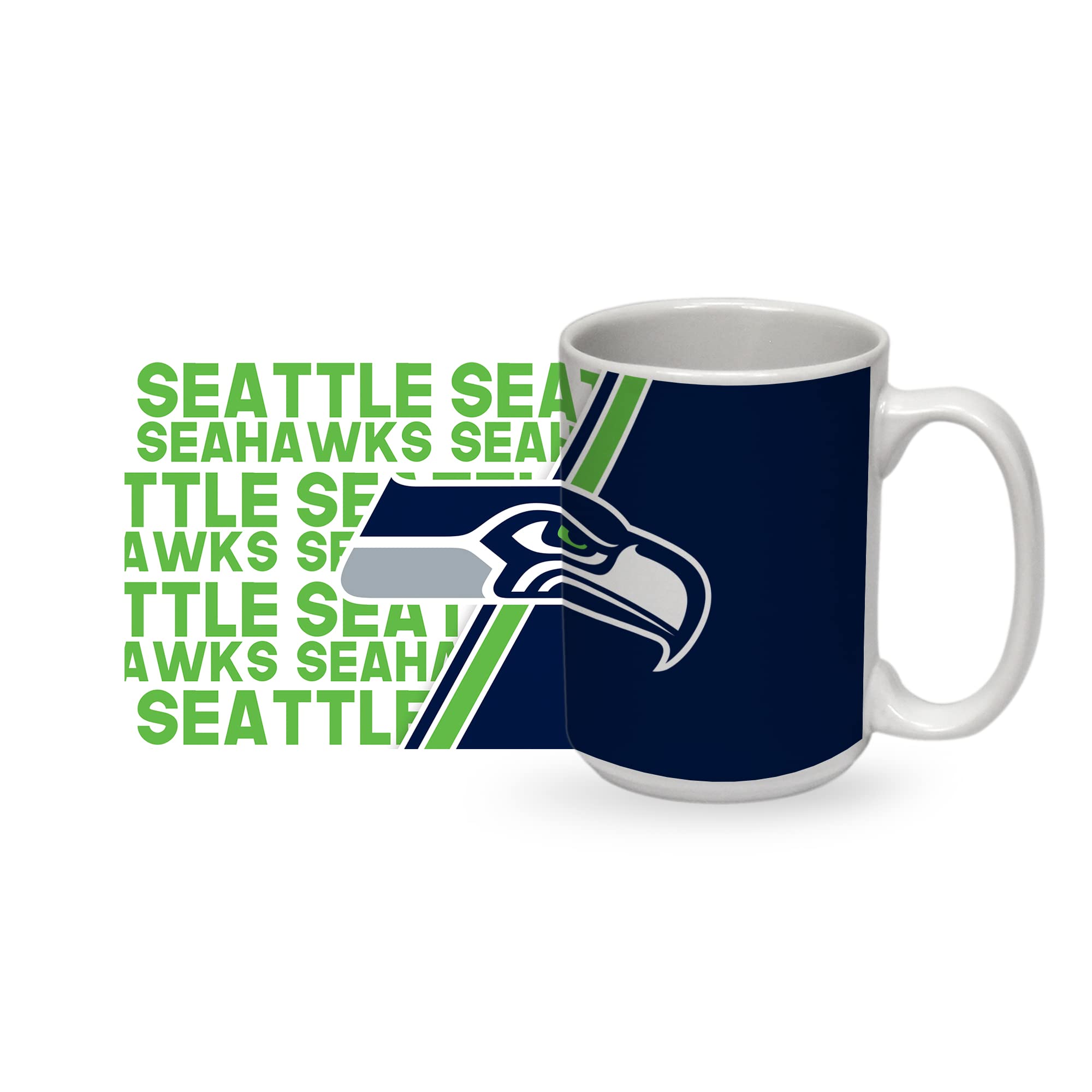 Rico Industries NFL Football Seattle Seahawks 15 oz White Ceramic Mug