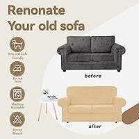 Vista 132 de WEERRW Fundas de terciopelo para sofá de 2 cojines, fundas de sofá de felpa de terciopelo de lujo de alta elasticidad, con parte inferior elástica