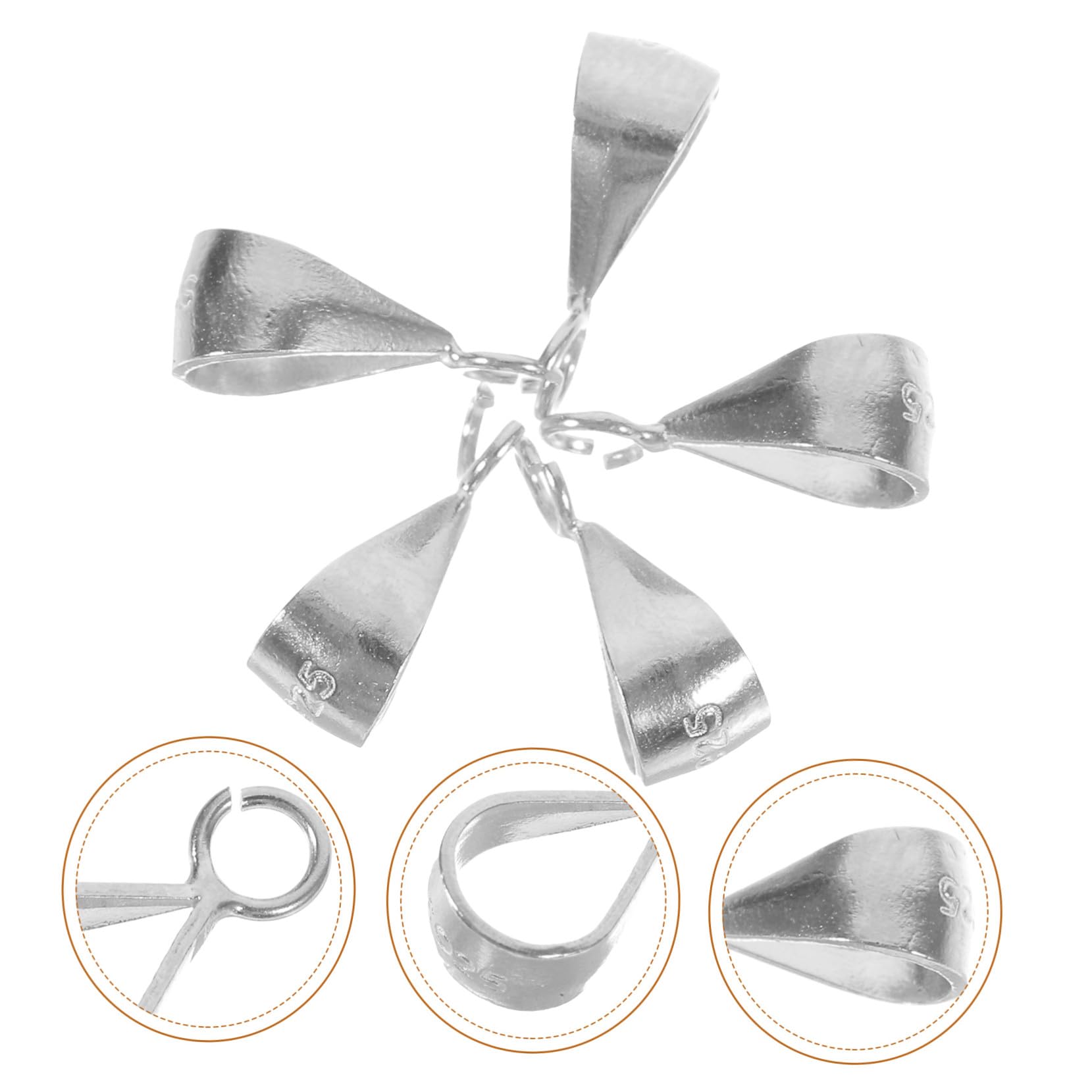 5 Pezzi Chiusure a Ciondolo in Argento 925 S925, Connettori per Creazione Gioielli Fai da Te, Fermagli per Collane Multipurpose per Artigiani e Appassionati di Bigiotteria