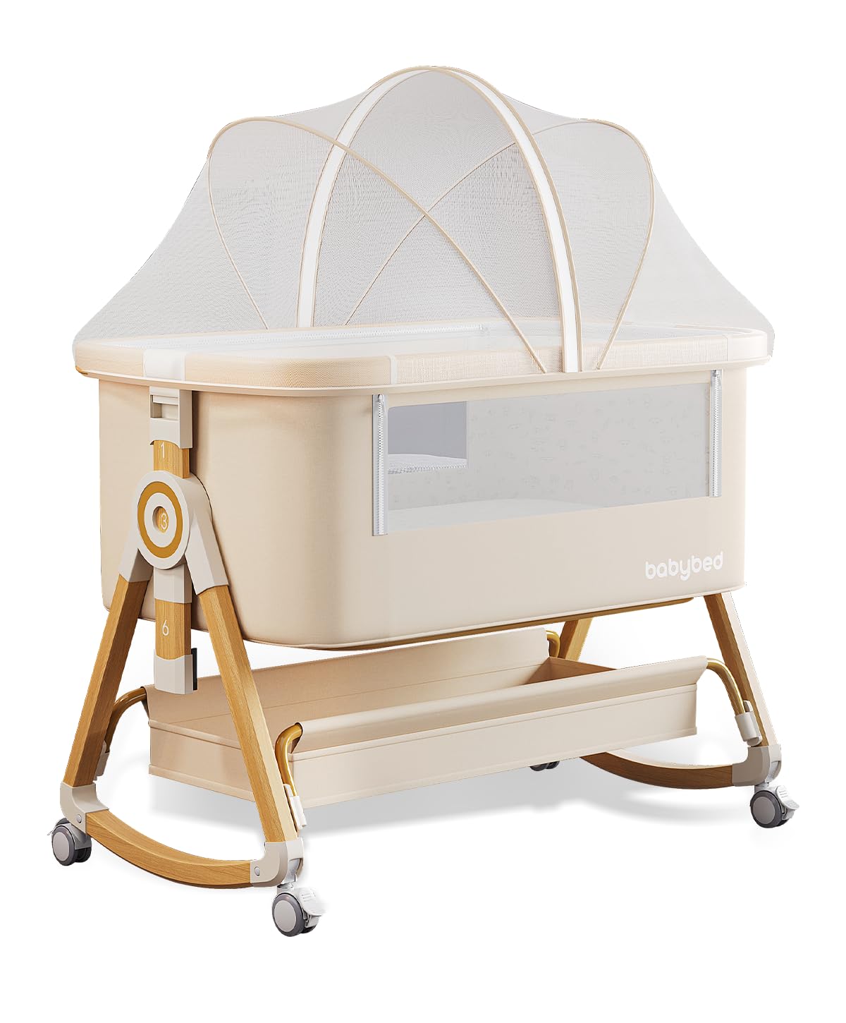 【美品】希少なベージュ ベビーベッド 添い寝ベッド 折りたたみ 蚊帳　マット付 Amazon.co.jp: 【多機能アップグレード版】 ベビーベッド 添い寝