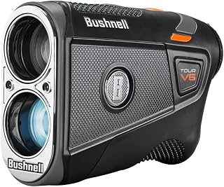 Bushnell Tour V6 Golf Laser Rangefinder Patriot Pack: Visual JOLT, Magnetic Mount, 1300 Yd Range, 6X Mag, IPX6 Waterproof