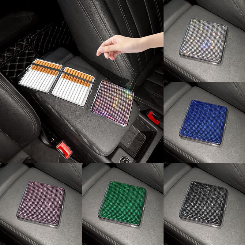 Zigarettenetui für Damen Herren, Glitzer Strass Bling Tragbar Metall Zigarettenschachtel für 20 Zigaretten Elegantes Zigarettencase Wasserdichte Zigarettenhülle Zigarettenkasten Zigatettenbox,Bunt