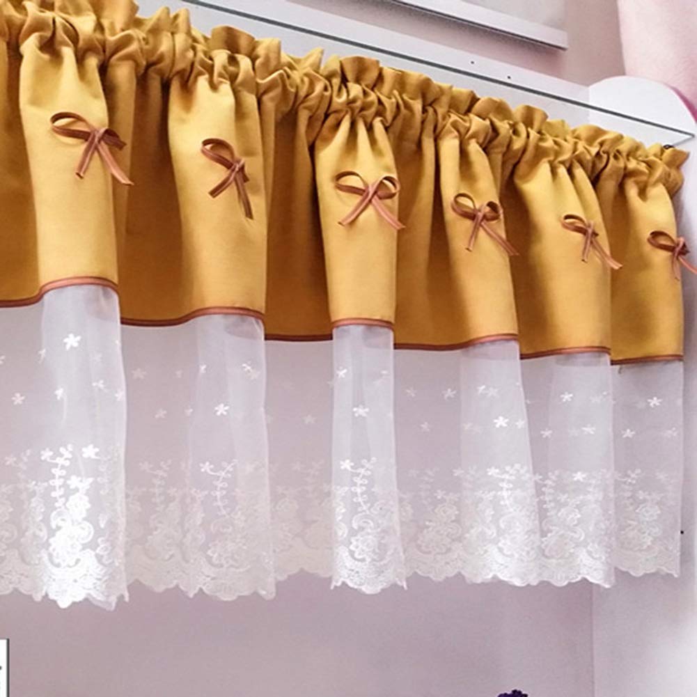 Media cortina de encaje para cocina, elegante partición de color sólido para puertas y armarios