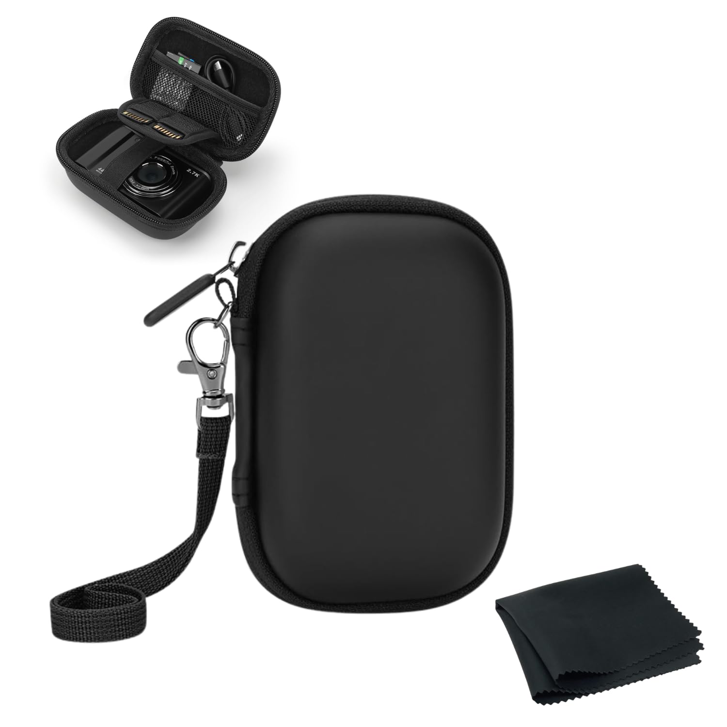 BendJoy® Compact Camera Case with Lens Cleaning Cloth, Waterproof, SD Card Storage Design| Compatible for CAMKORY, Nikon S Series, Canon IXUS & PowerShot ELPH Series Digital Cameras-image-8