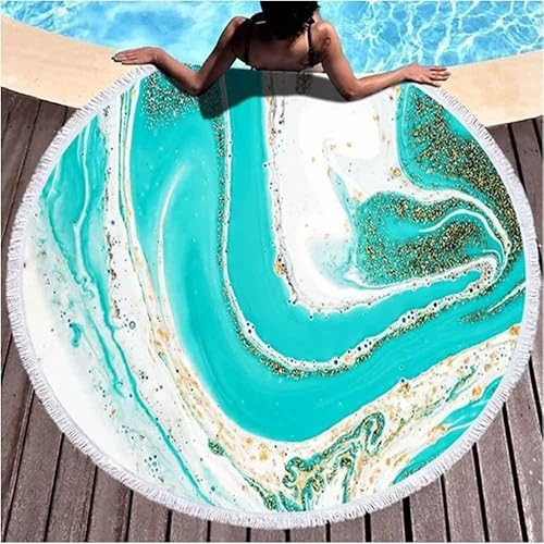 Miniatura 2 de Queenshin Toallas de playa redondas extra grandes y coloridas a prueba de arena, secado rápido, manta de viaje circular de microfibra gruesa para