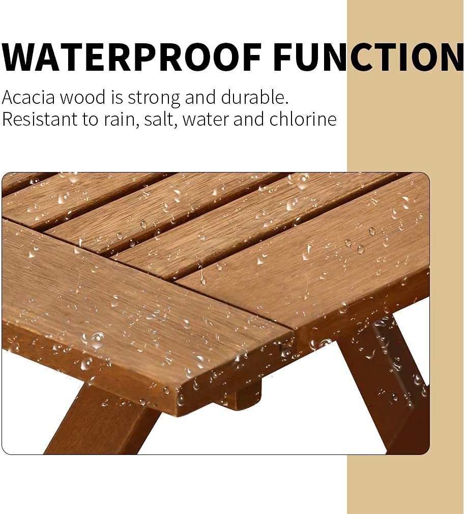 FDW Wood Folding Patio Outdoor Bistro Set with 2 Chairs and Square