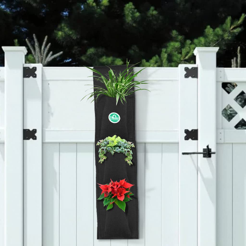 TrustBasket Crest Railing 6 Pockets Vertical Pouches Felt Fabric Grow Bags | Breathable, Washable & Reusable, Wall Hanging Outdoor Grow Bags for Flower Herbs (Pack of 4) (B09VGHSLMY) Amazon Price History, Amazon Price Tracker
