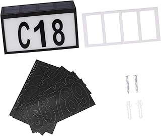 DOITOOL 1 Set Solar Door Plate Metal Signs Front Door Sign Outdoor Sign House Numbers Address Sign House Number Plate Solar House Number Plaques Solar Number Plaque House Number Lamp Mail