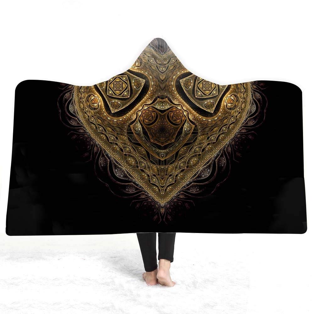 Carpet Winter Skull Hooded Cape Plush Blanket Double Thick Blanket Lazy Digital Printing Blanket (Color : 6, Size : 130 * 150cm)
