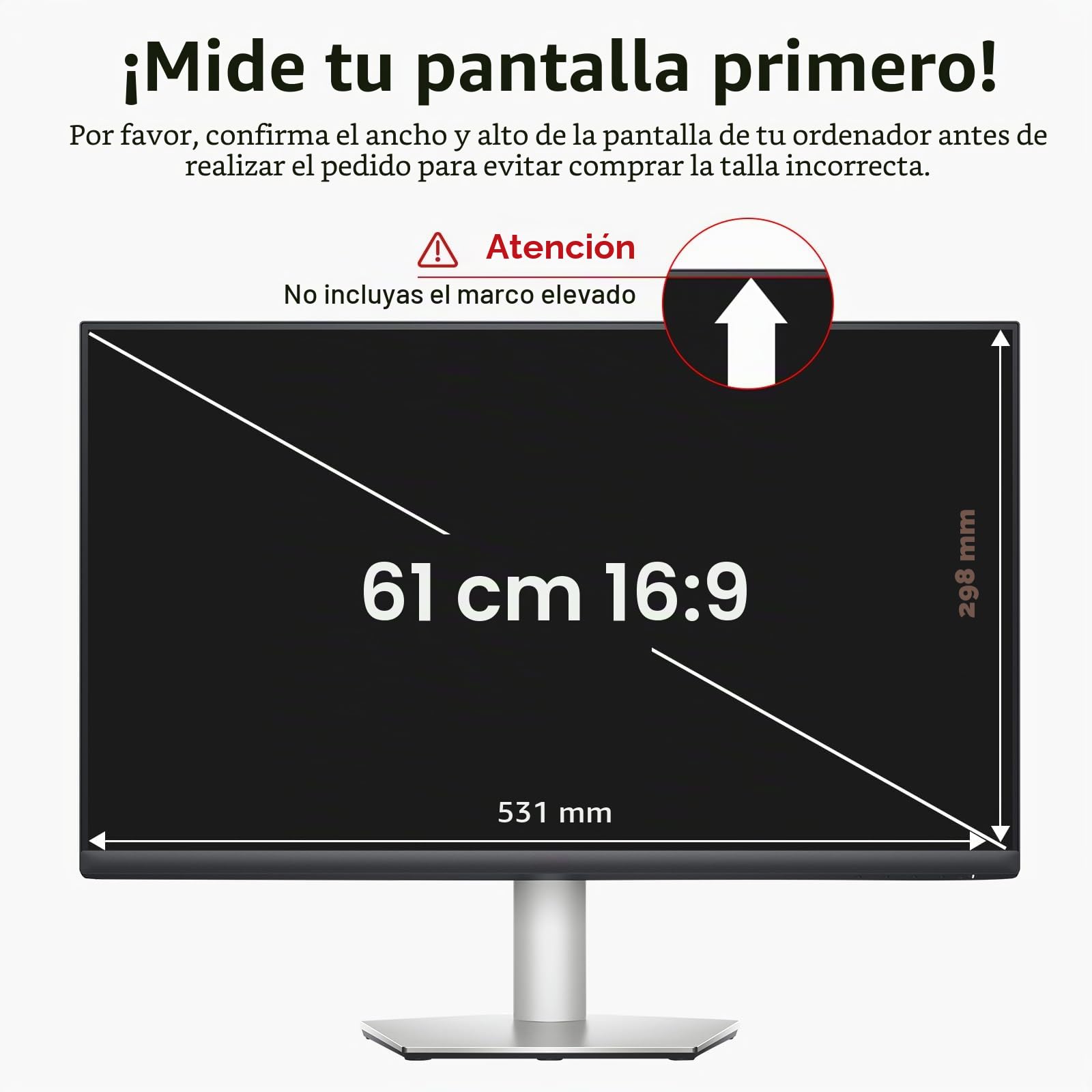 BERSEM Filtro de pantalla de privacidad extraíble de 24 pulgadas para monitor de relación 16:9, antiespía, antirreflejos, antiarañazos, bloqueo UV