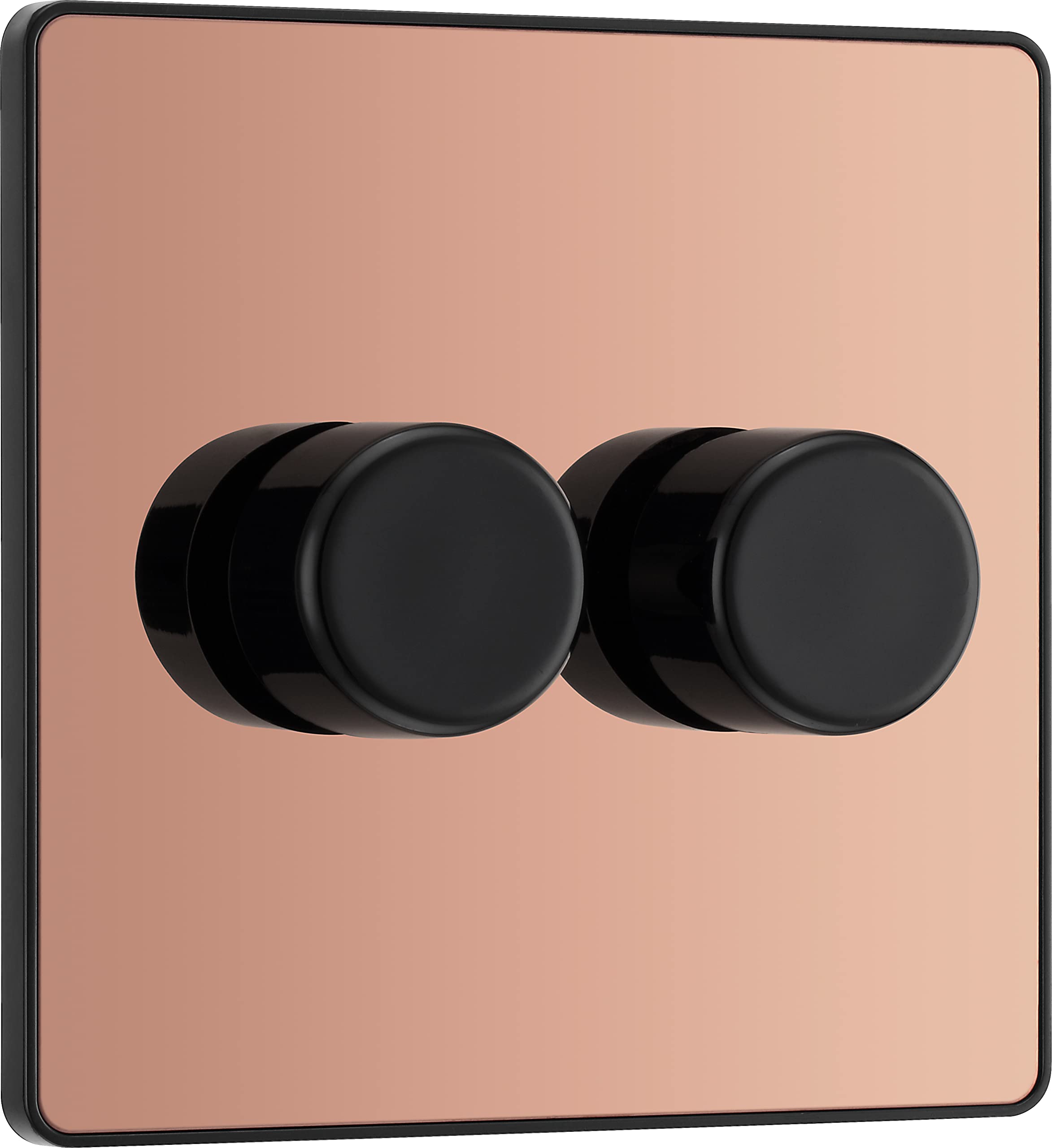 British General Polished Copper Bg Electrical Intelligent Double Wall Dimmer Switch, 2 Way, Screwless Front Plate, Evolve, 200W, Pcdcp82b