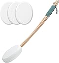 AmazerBath Lotion Applicator for Back, Feet, 4 Replacement Pads with 17" Curved Handle, Back Sunscreen Applicator for Kids, Elderly, Women, Apply Skin Cream Medicine Moisturizer Tanner, White