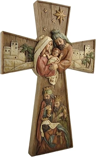 Miniatura 1 de Colorida estatua de cruz de Jesús hecha a mano, decoración religiosa de mesa, regalo de crucifijo para amantes cristianos, figura de 12.8 pulgadas