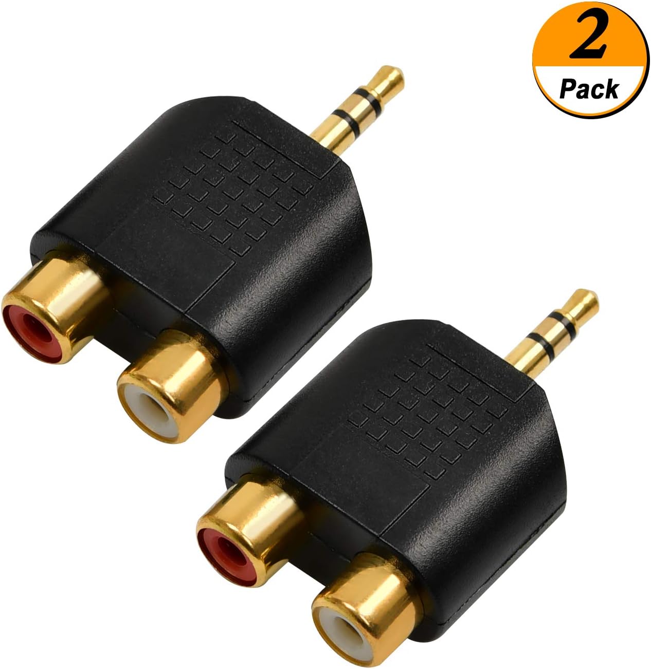 RCA Splitter (2-Pack of) Gold Plated RCA to 3.5mm Stereo to 2-RCA Male to Female Adapter,Audio Splitter Adapter, Dual RCA Jack Adapter