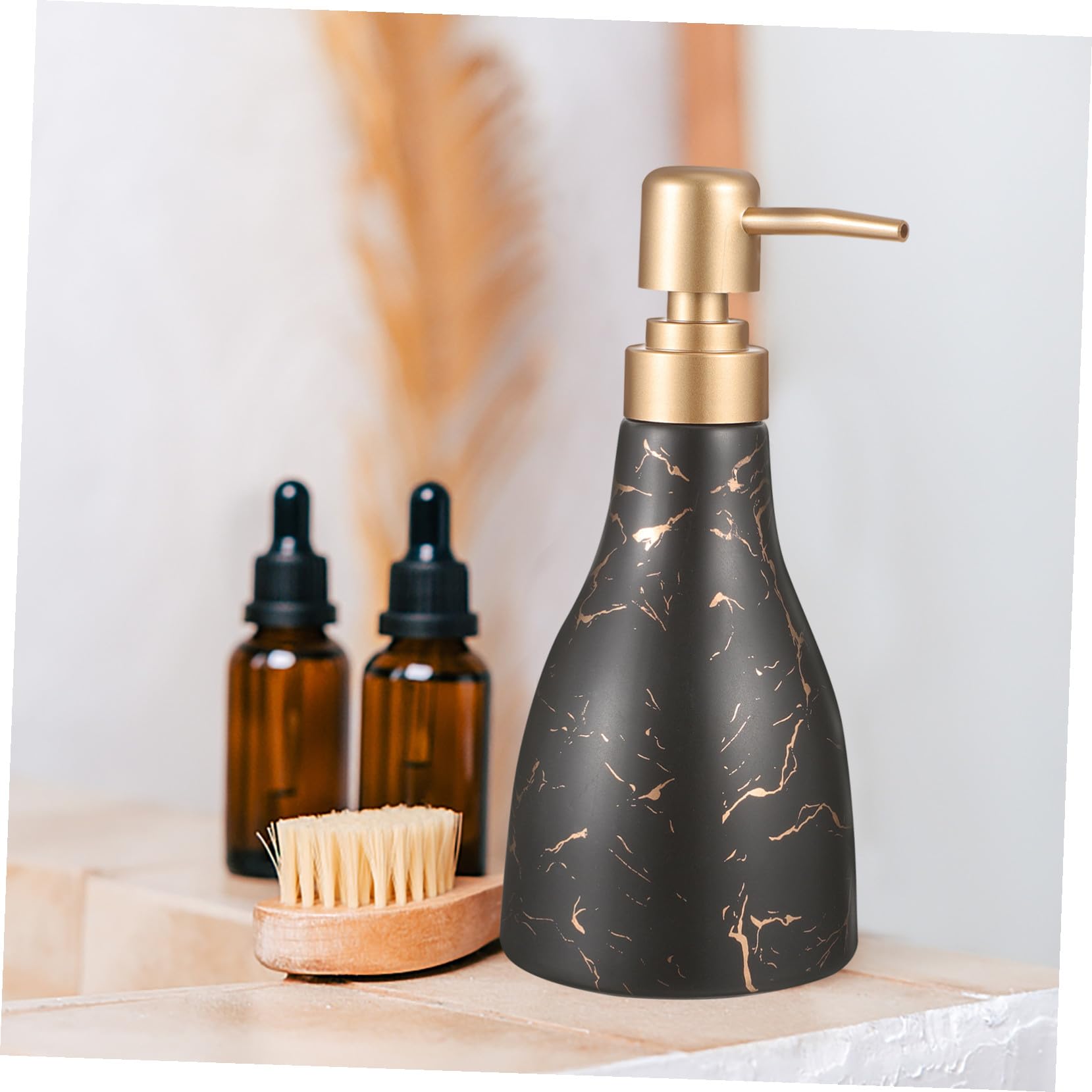 POPETPOP Distributore di Sapone per Mani Flacone Pressione Riutilizzabile Contenitore di Shampoo Vuoto in Ceramica Distributore di Lozione Manuale per Bagno Bottiglie da Appoggio