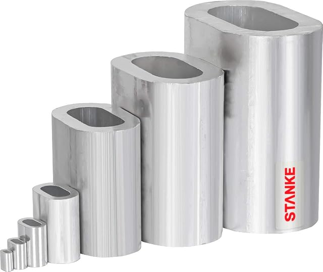 Seilwerk STANKE 15x Tuleja aluminiowa rozmiar 1 zacisk do liny stalowej, zacisk aluminiowy, tuleja