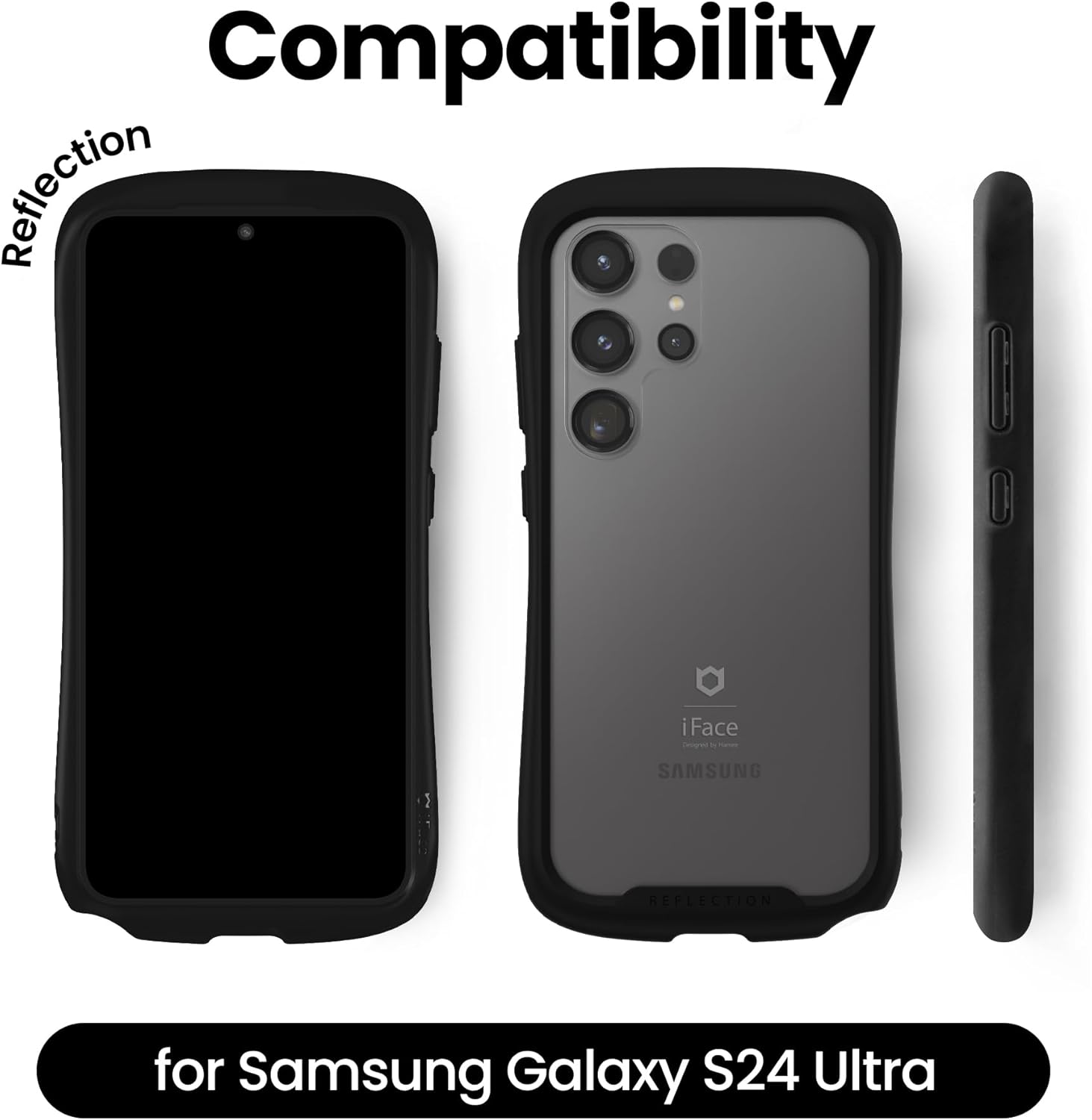Samsung Galaxy S24 Ultra Reflection Series Case [Black] + Samsung Galaxy Buds 2 Pro Case [Clear] Bundle
