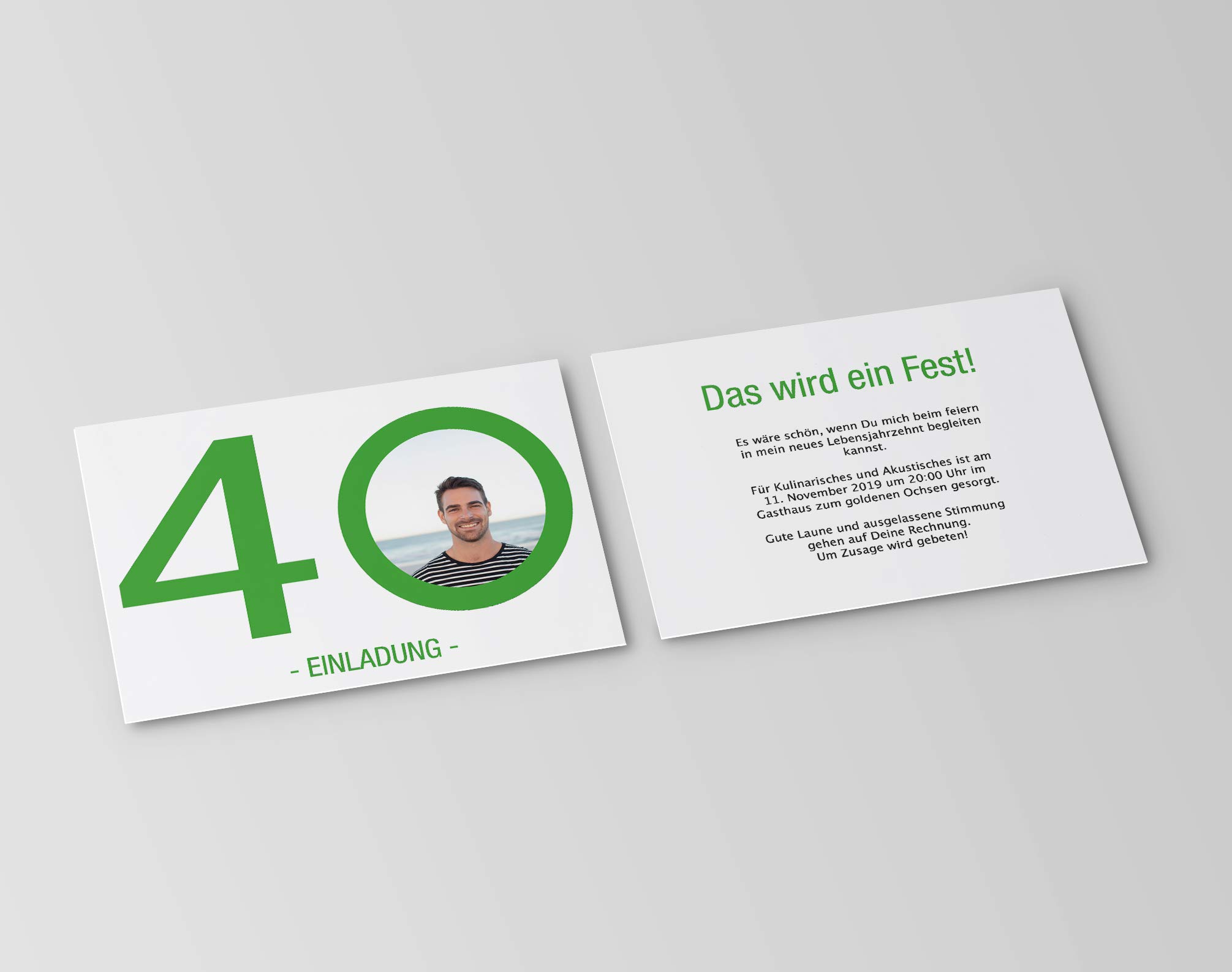Einladungskarten zum Geburtstag (40 Stück) Einladung zum runden Geburtstag alle Jahre (Grün) Riesen Zahl