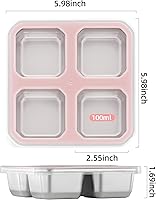 Vista 2 de BEFOY 4 Pack Stainless Steel Snack Containers with Lids 4 Compartment Food Storage Containers for Adults Meal Prep Reusable for work or going