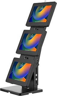 Triple Screen Kiosk – CTA Triple-Screen Adjustable Restaurants and Food Delivery Service Kiosk with 3 Universal Security Enclosures - Compatible with 7-12” Tablets (PAD-PARAMULTI)