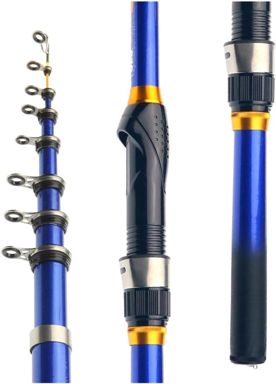 Fishing Rods Telescopic Rock Fishing Rod Fly Carp Feeder Carbon Fibre 2.7 m 2.4 m 2.1 m 1.8 m 1.5 m Mini Travel Reel Seat for Travel in Salt Water and Freshwater (Blue, 2.1 m)