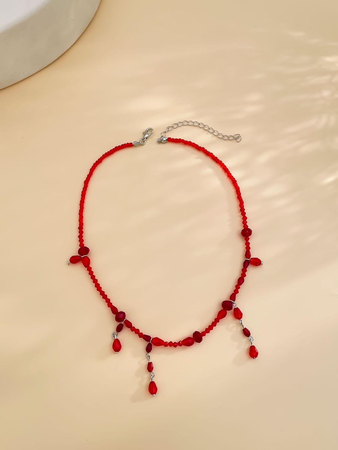 Gothic Layered Black Red Choker Necklace Vintage Blood Drop Tassel Pendant Necklace Punk Dark Tear Drop Y Necklace Halloween Necklace Jewelry - Image 5