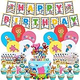 Hilloly Luftballons Pocoyo Geburtstagsdeko Dekoration Thema Party Dekorationen Heliumballon Pocoyo Banner Kuchen Topper Geburtstagsparty-Zubehör Cartoon Latex-Ballon 51pcs