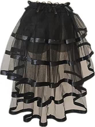 Women's Tulle Bustle Skirt Steampunk Tie-On Tutu Overskirt Costume Cosplay Mini