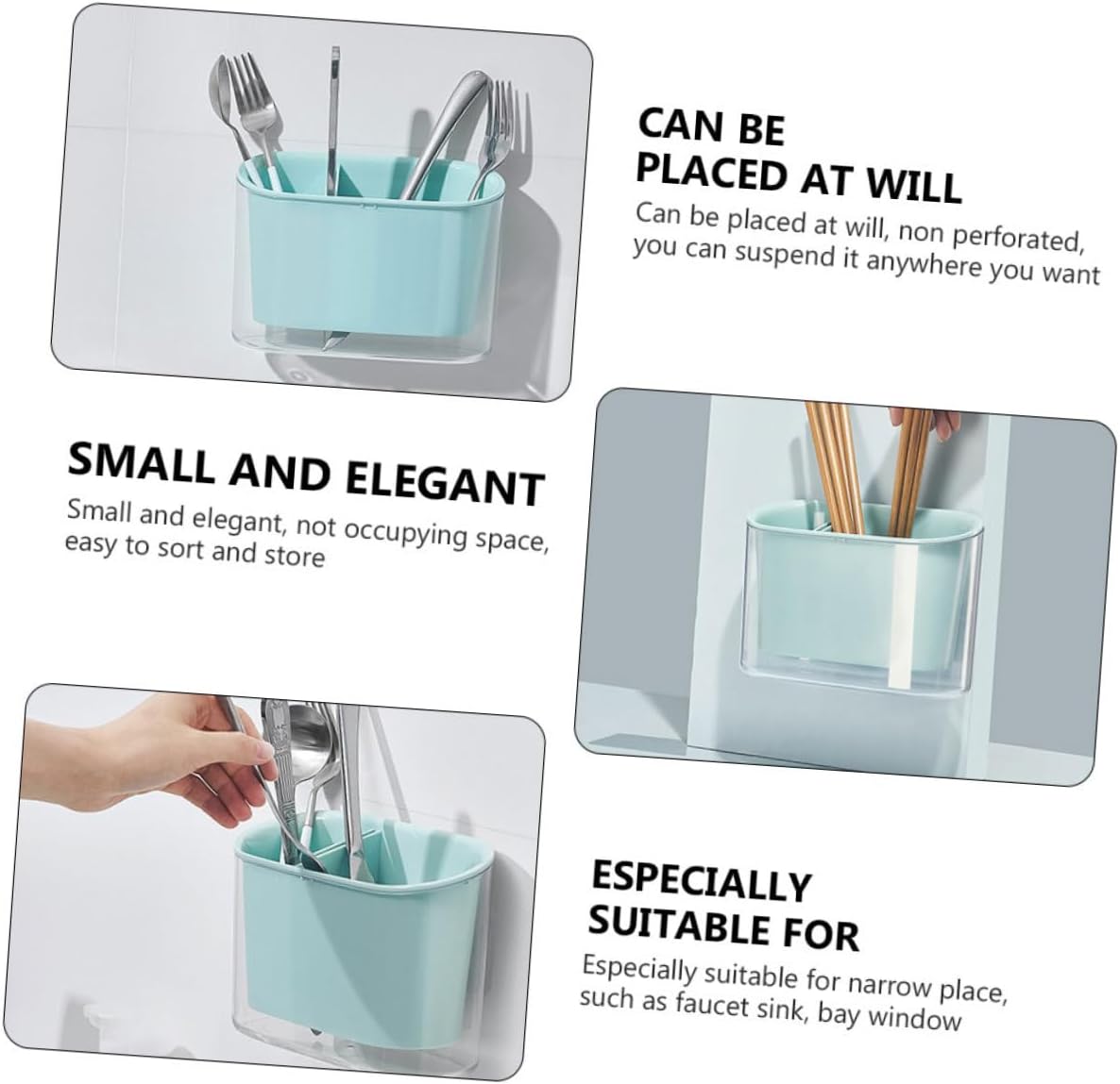 OUNONA 2pcs Countertop Utensil Holder Chopstick Storage Holder Non-perforated Storage Rack