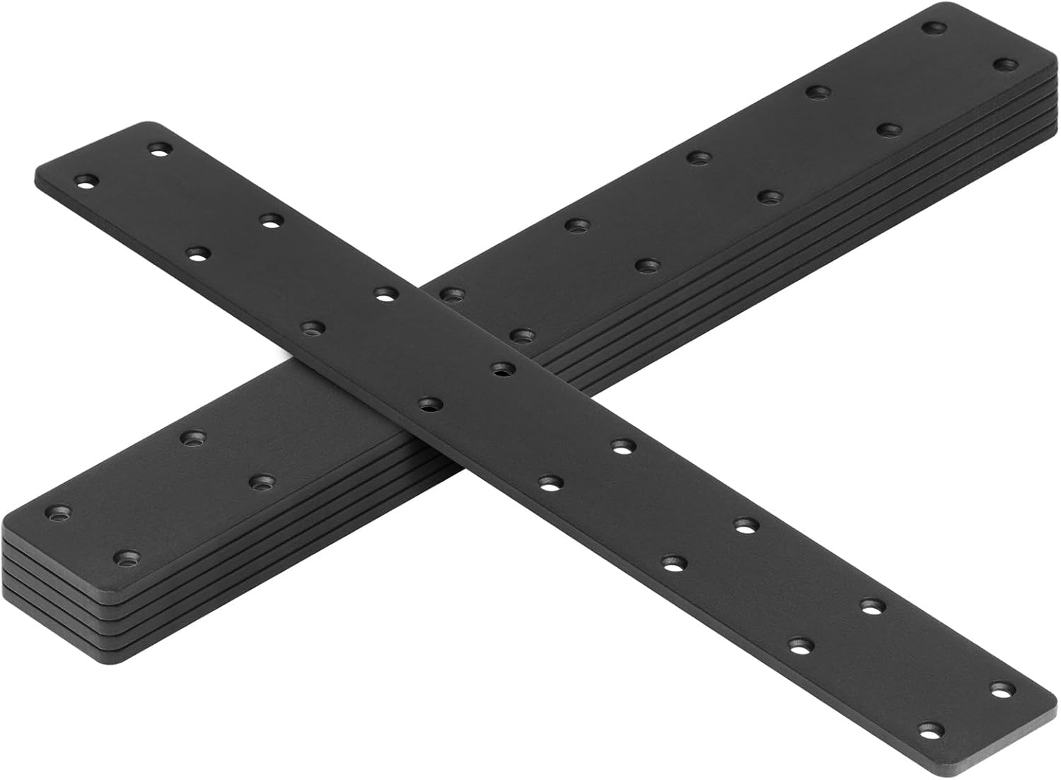 6 Pack 14-3/4" x 2" Black Flat Mending Plate, Long Metal Steel Straight Bracket Repair Fixing Joint Connector for Wood Furniture, 11 Gauge, Braces & Joist Hangers