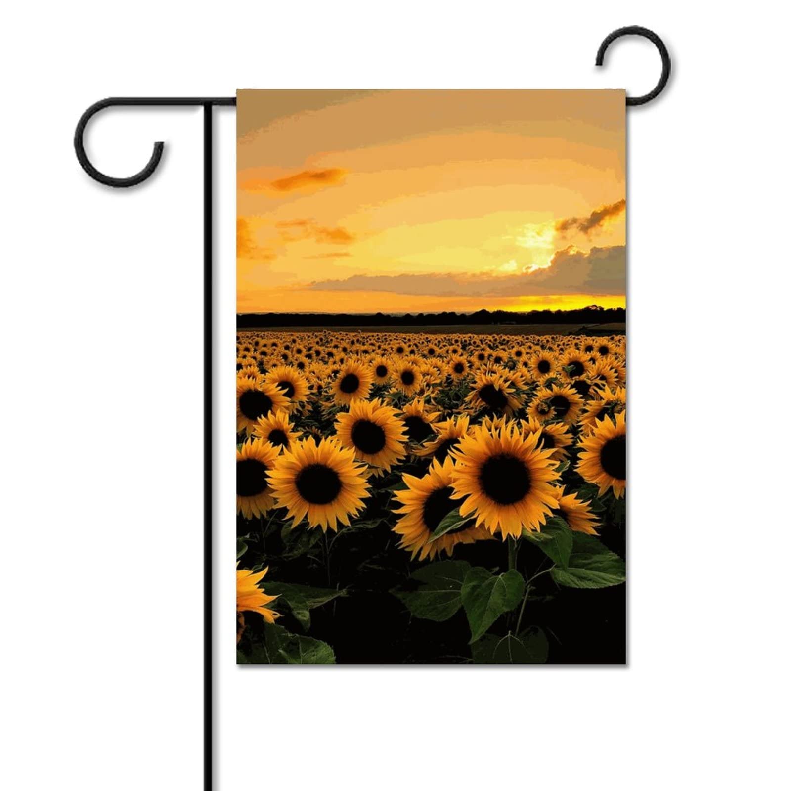Bandiera Da Giardino Girasole In Stile Vetrata Colorata - 30,5x45,7 Cm - Double Face - Decorazione Esterna Benvenuto