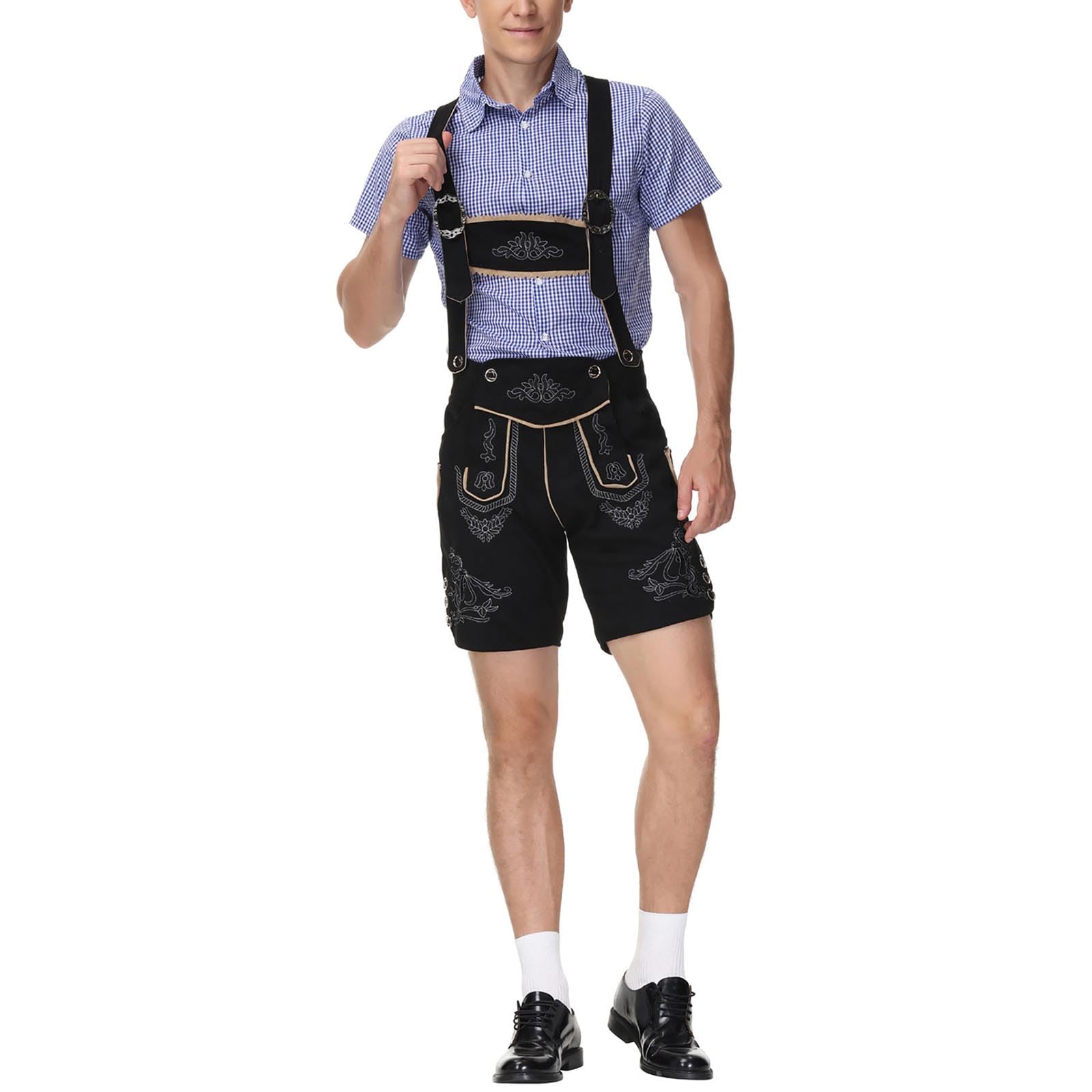 Oktoberfest Set Completo Da Uomo, Set Composto da Camicia a Quadri e Pantaloni Salopette con Bretelle, Costume Tirolese Uomini, Oktoberfest Costume Uomo, Per Carnevale, Cosplay, Feste Della Birra