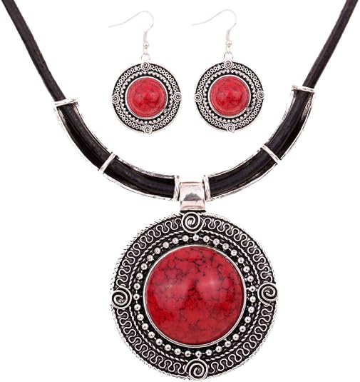 Collier Pendentif Cœur Turquoise – Chaîne Tibétaine Argent – Bijou Artisanal Vintage - 12