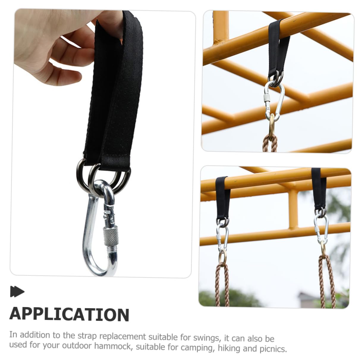 HEMOTON 5 Series Swing -Hebilla Strap Balancearse Reemplazo D- SOGA Exterior Correas De Columpio Correas De Hamaca para Arboles Poliéster Black 5 Piezas X 5