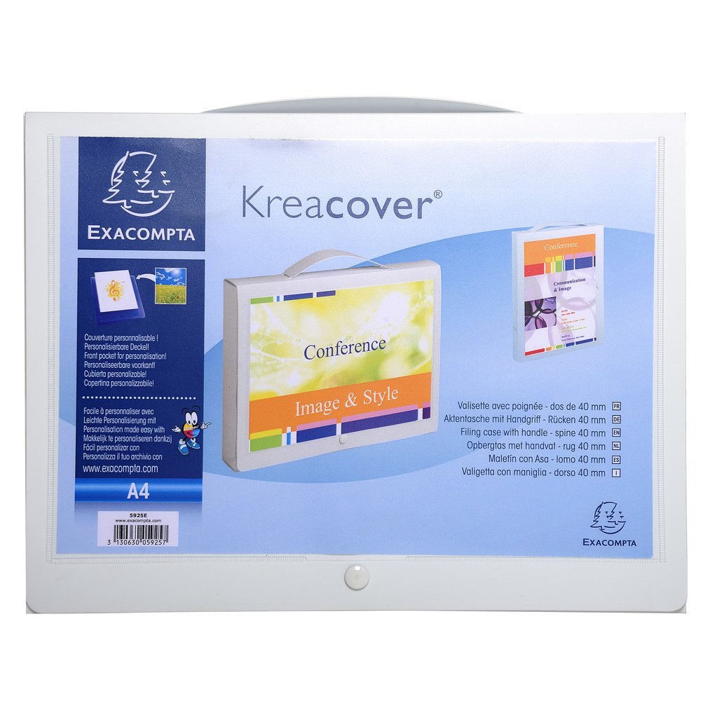 Exacompta, Ref 5925E, Kreacover Collection, PP Filing Case with Handle, 250 x 330mm in Size, Suitable for A4 Documents - Image 3