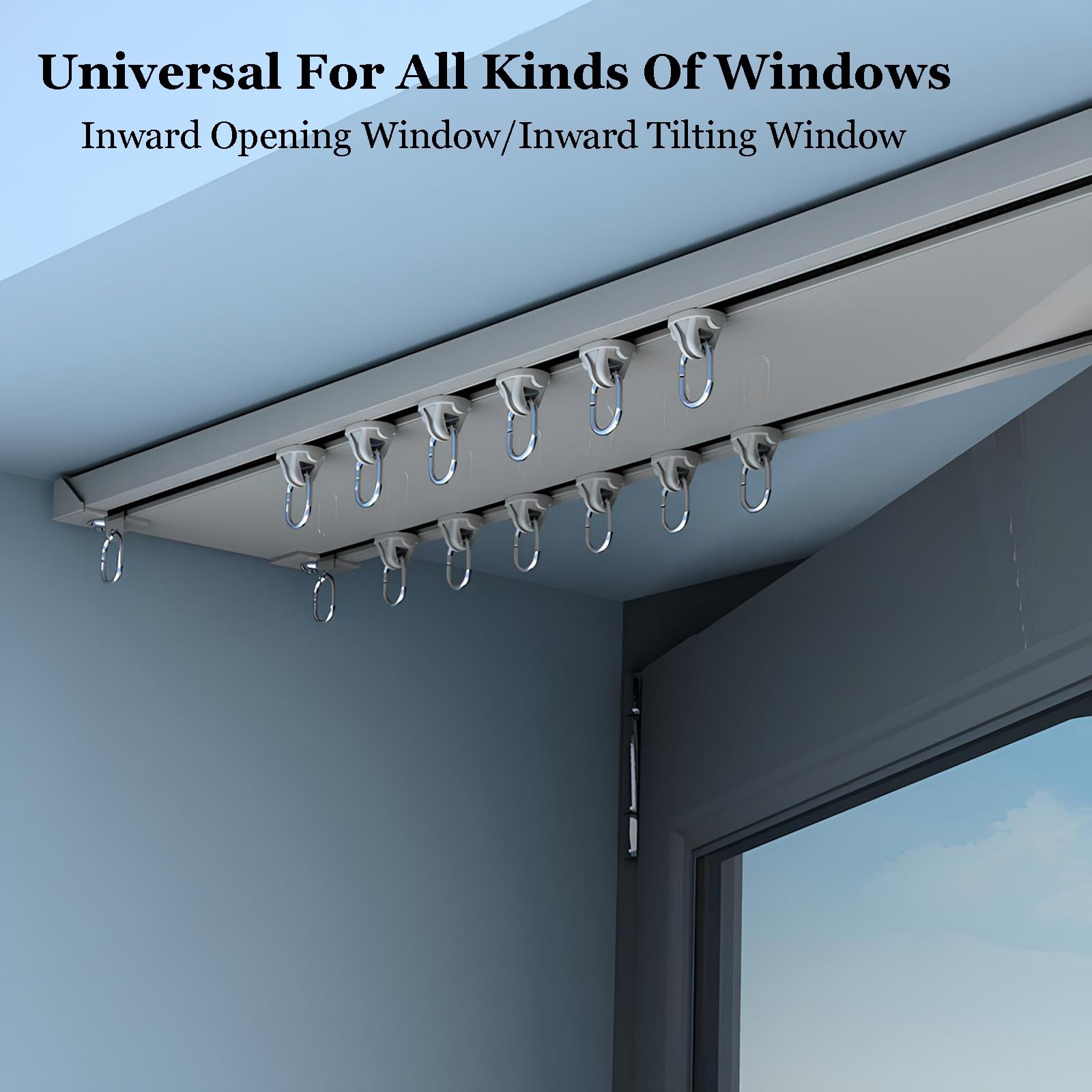 Binario per Tende Doppio Montaggio A Soffitto 70-600 Cm, Set di Binari per Tenda in Alluminio per Divisori di Stanze/finestre/ospedali(Bianco,180cm(2 * 90cm))