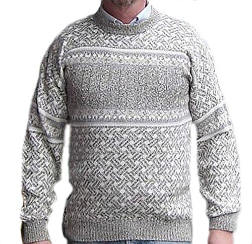 Pull en tricot gris clair homme motif flocons en laine d'alpaga le cadeau de Noël chaleureux S