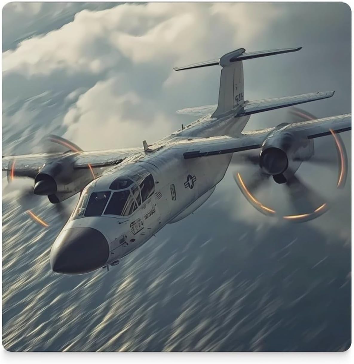 E-2D Advanced Hawkeye Fighter Jet Coasters for Drinks Square Table Coasters Set Cup Mats with Cork Base